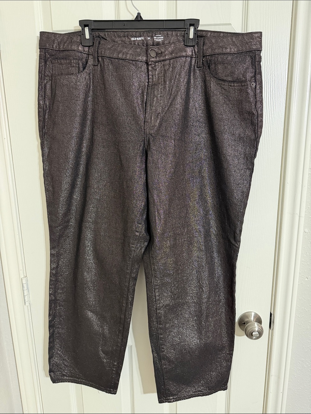 Old Navy Metallic Charcoal Wide Leg Jeans - Shimmery Dark Gray